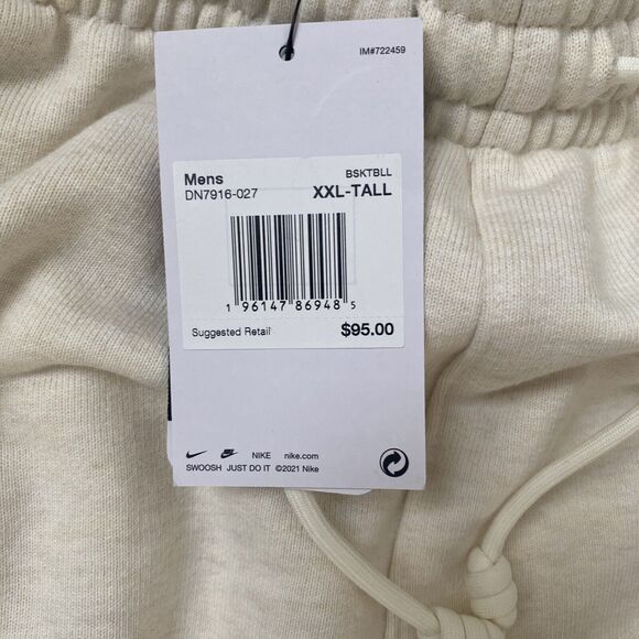 Nike NBA Golden State Warriors Sweatpants Team Issue Cream DN7916-027 2XL Tall - Picture 6 of 8